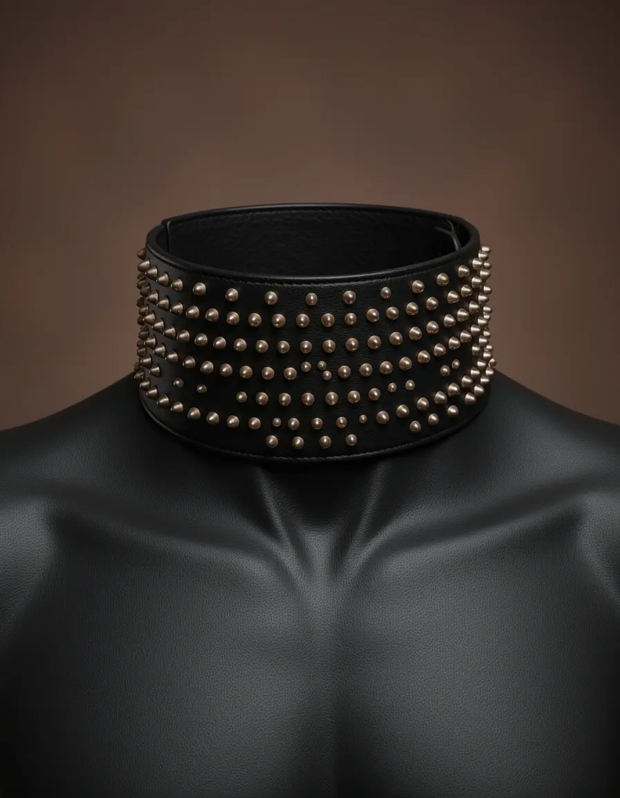 Nietenhalsband aus Leder für Hunde im Biker Stil