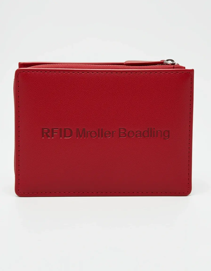 Rotes RFID Leder Damen Portemonnaie