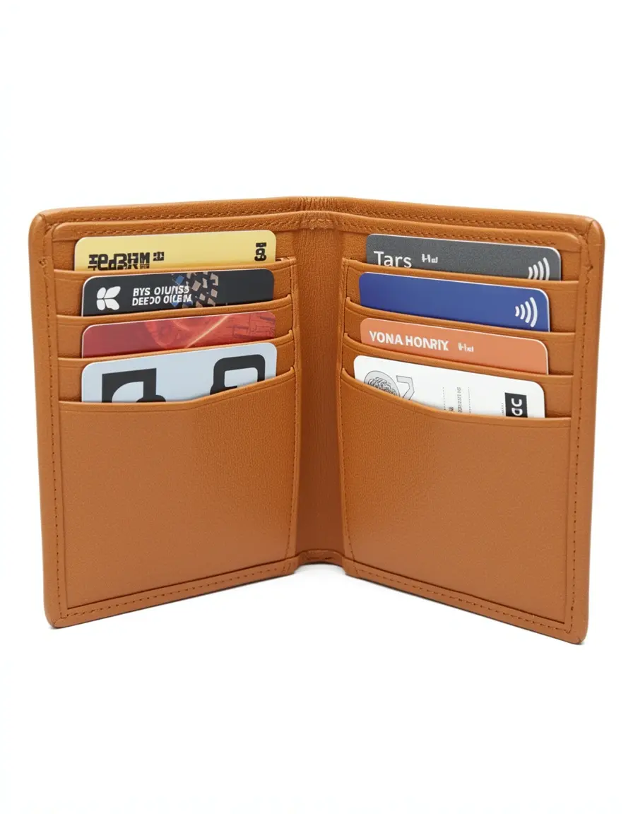 Offenes Bifold Leder Portemonnaie in Hellbraun