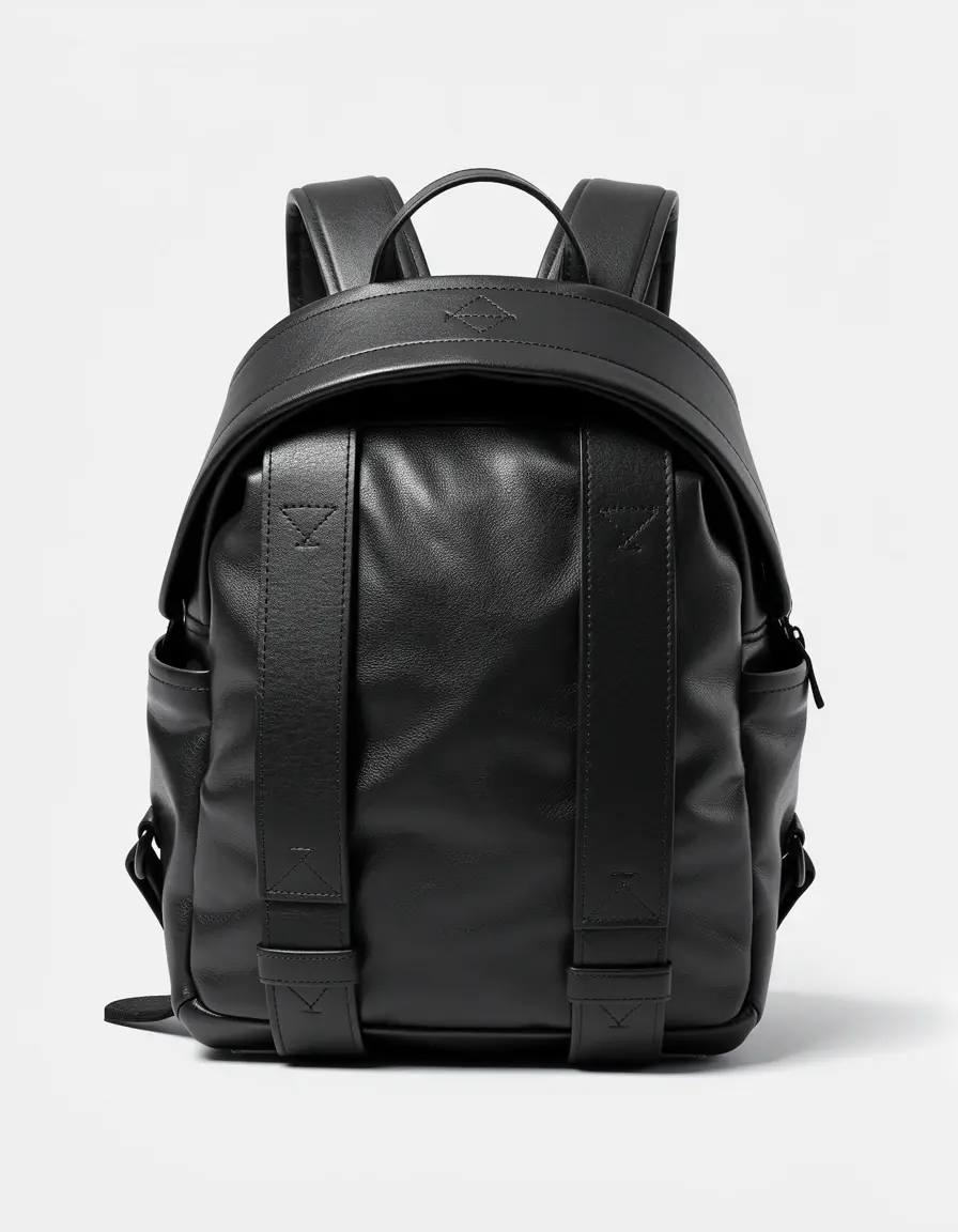 Schwarzer wasserdichter Lederrucksack mit stabilen Riemen