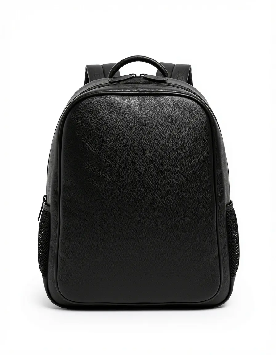Strapazierfähiger schwarzer Schul-Lederrucksack
