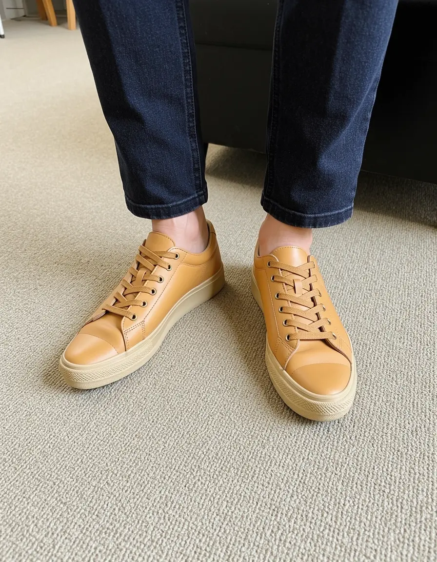 Hellbraune Low-Top Leder Sneaker für Herren minimalistisch
