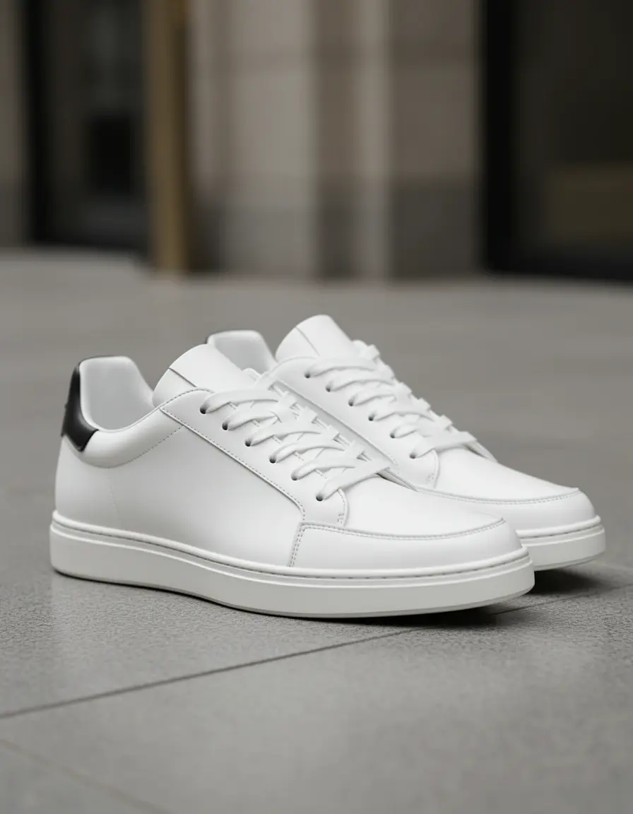 Luxuriöse weiße Designer Leder Sneaker für Herren