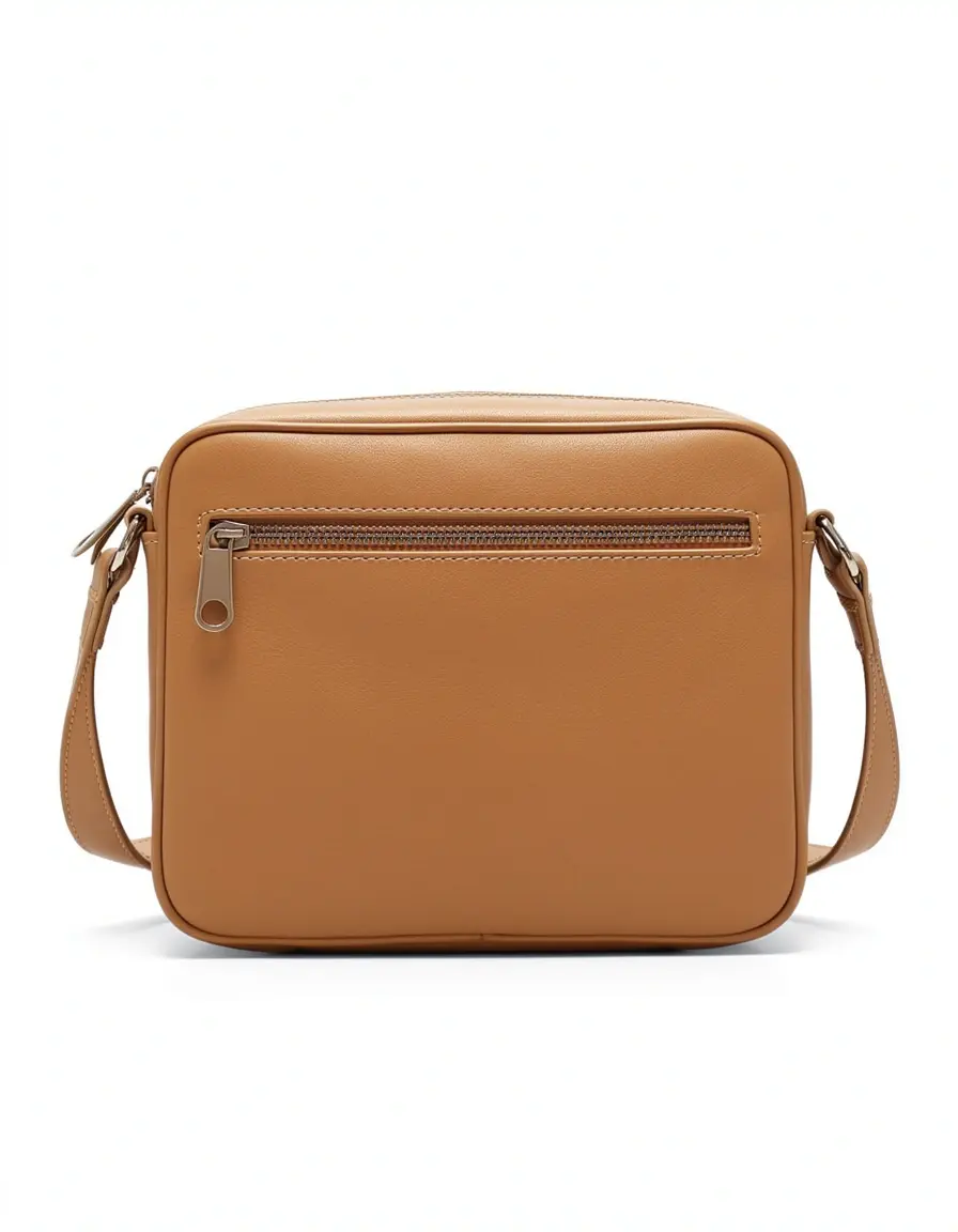 Hellbraune Crossbody Leder Tasche Frontansicht
