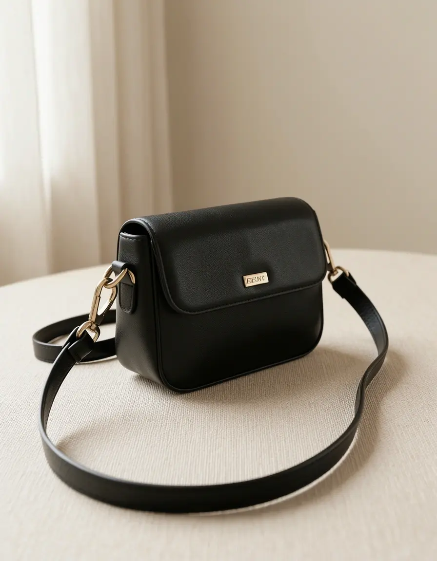 Kleine schwarze Leder Schultertasche