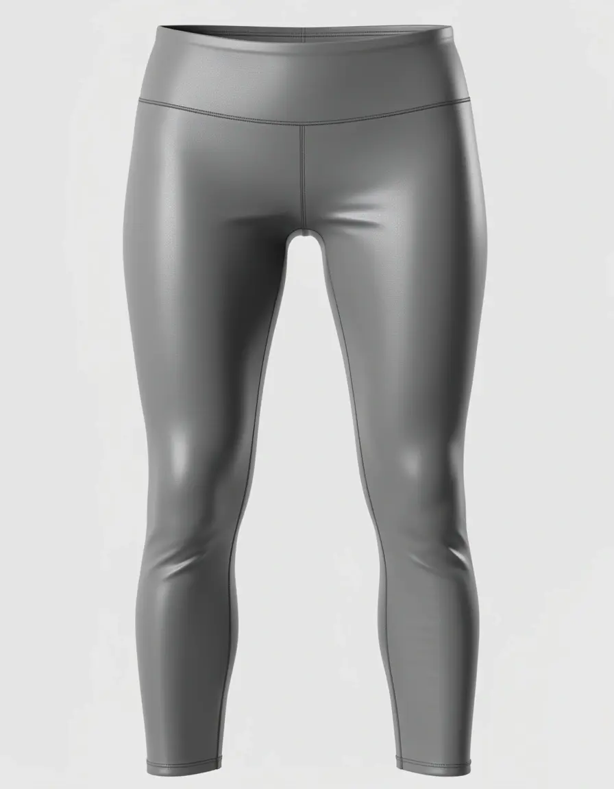 Graue Kunstleder Leggings auf Modell
