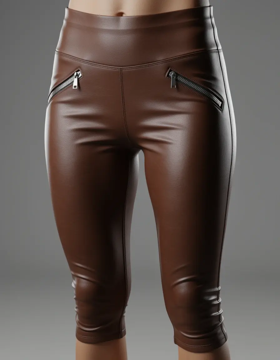 Leder Leggings mit dekorativen Reißverschlüssen
