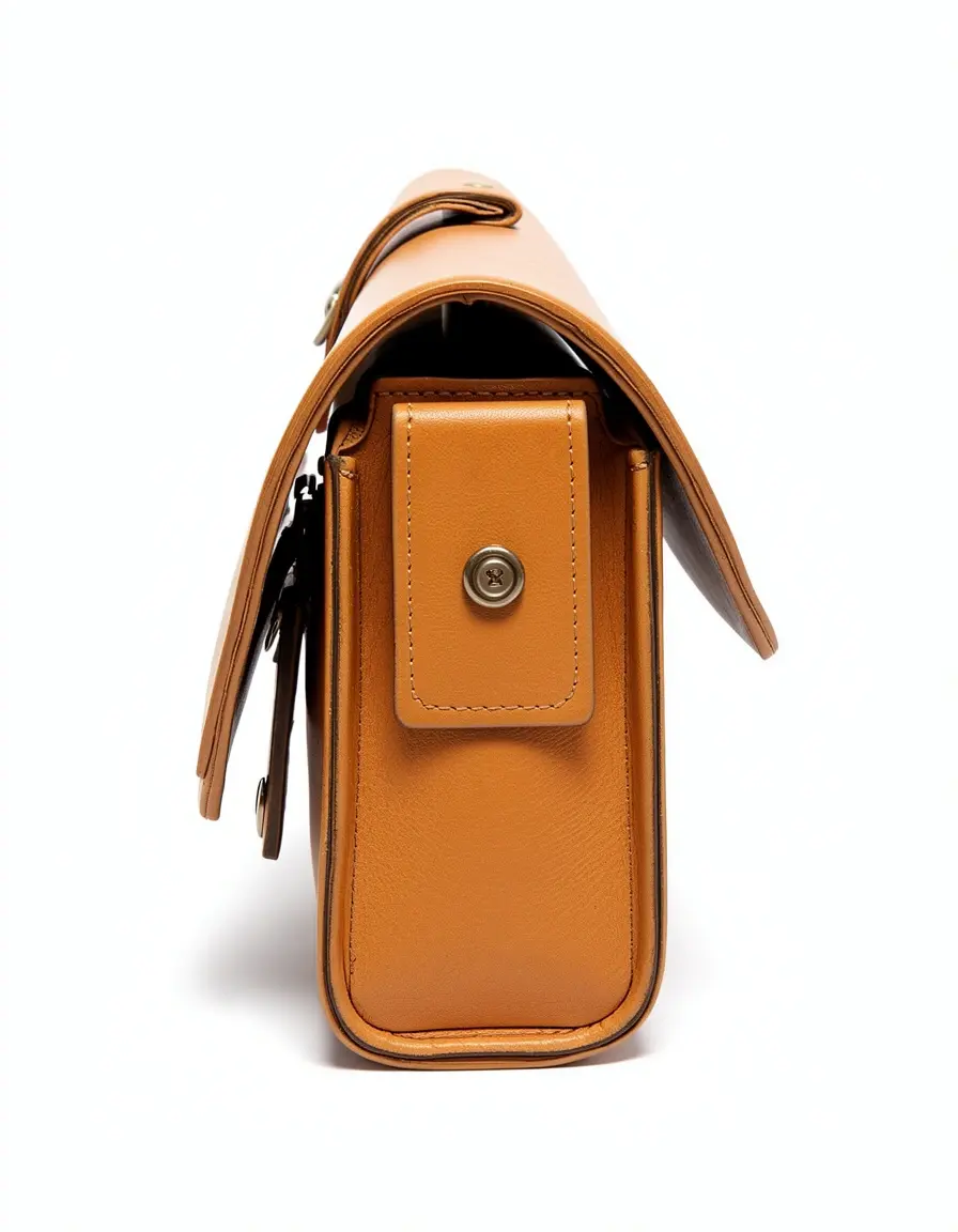 Hellbraune Ledertasche im Satchel-Stil Seitenansicht