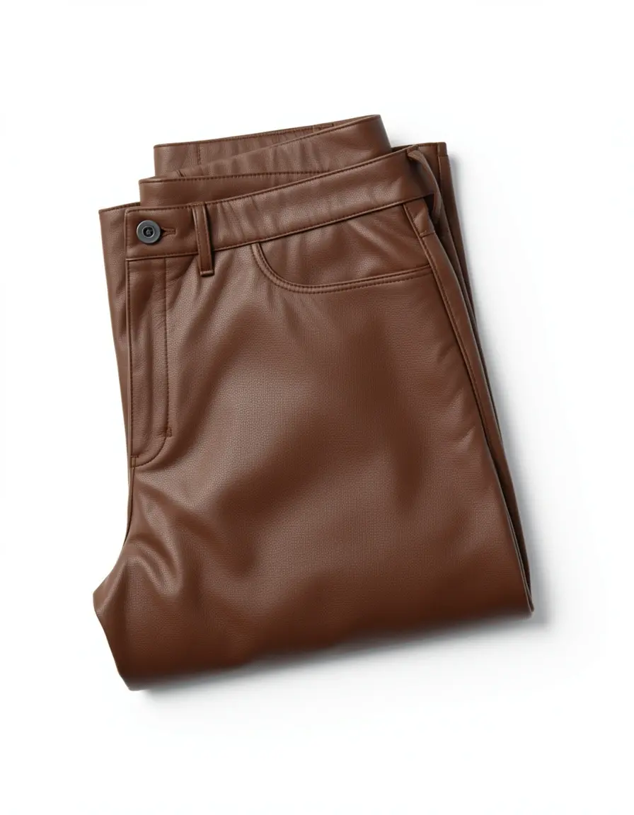 Gefaltete braune PU Lederhose