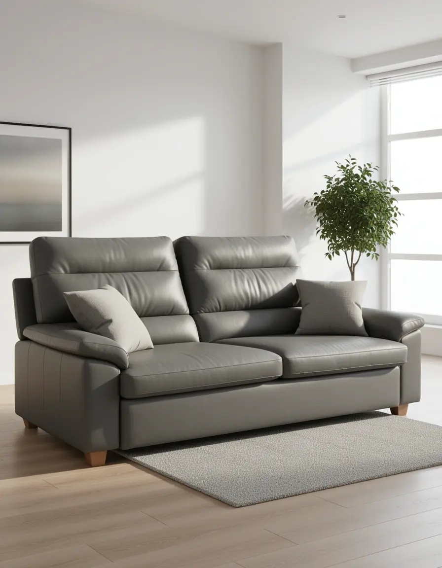 Graues modernes Schlafsofa aus Leder
