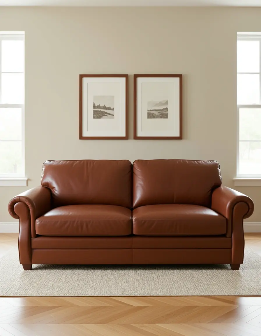 Braunes Leder Loveseat für zwei Personen im klassischen Design