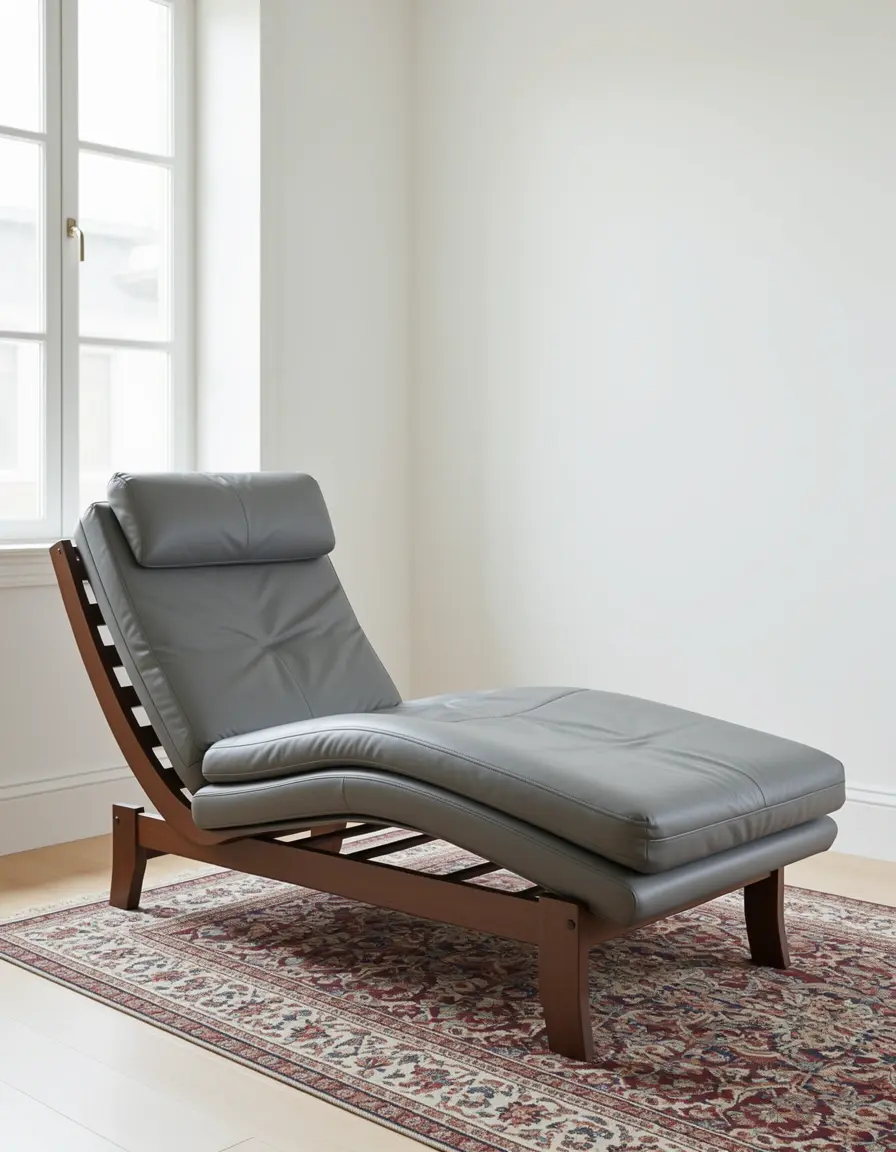 Graue Leder-Chaiselongue für modernes Wohnen