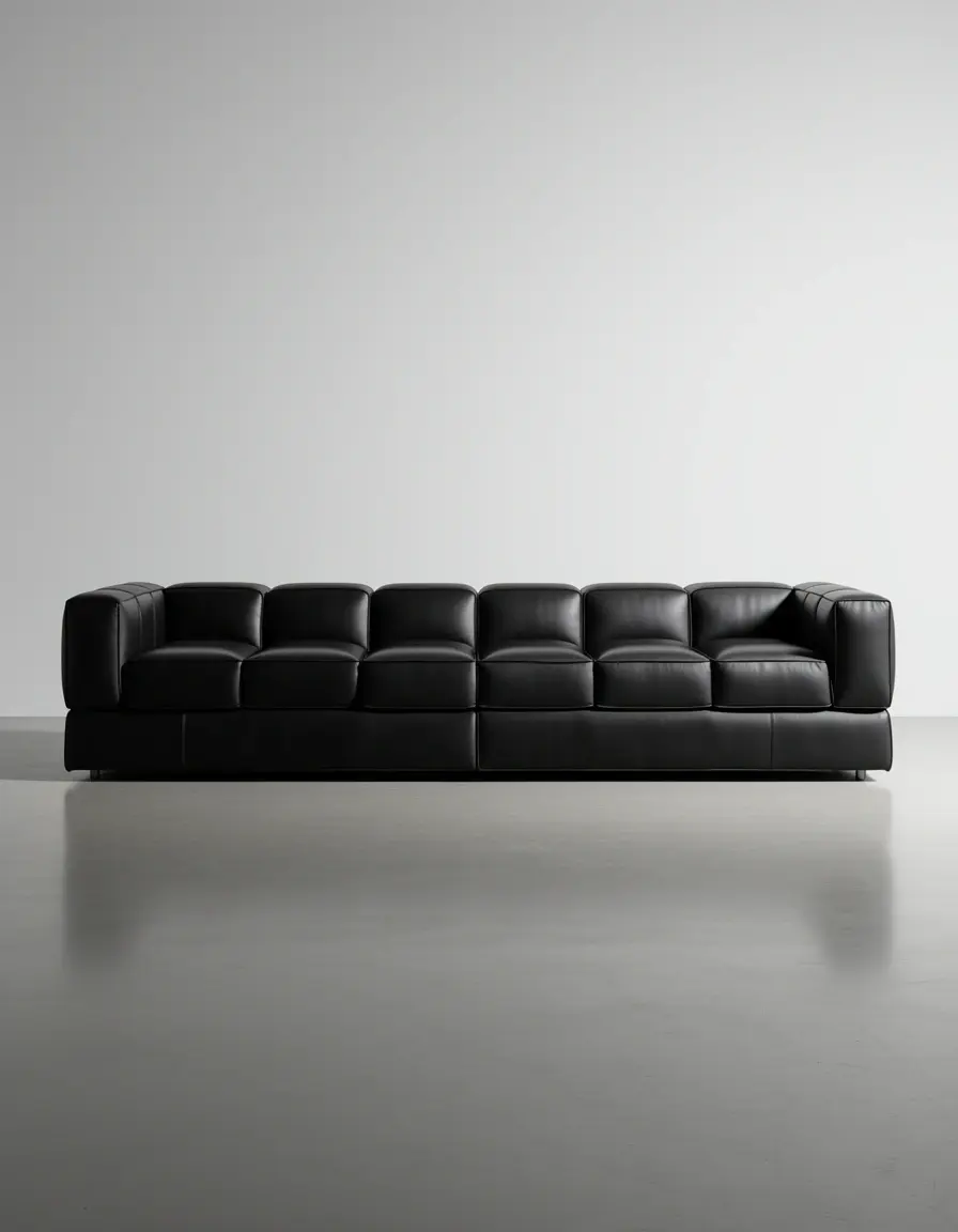 Modulares schwarzes Ledersofa für flexible Raumgestaltung