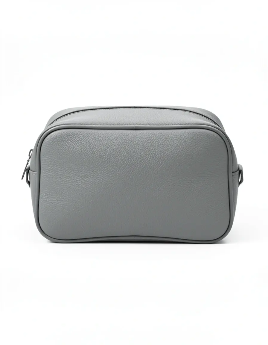 Graue Leder Reisetasche klein