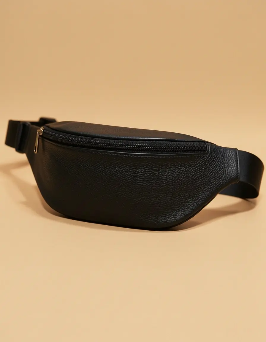 Schwarze Leder Gürteltasche elegant
