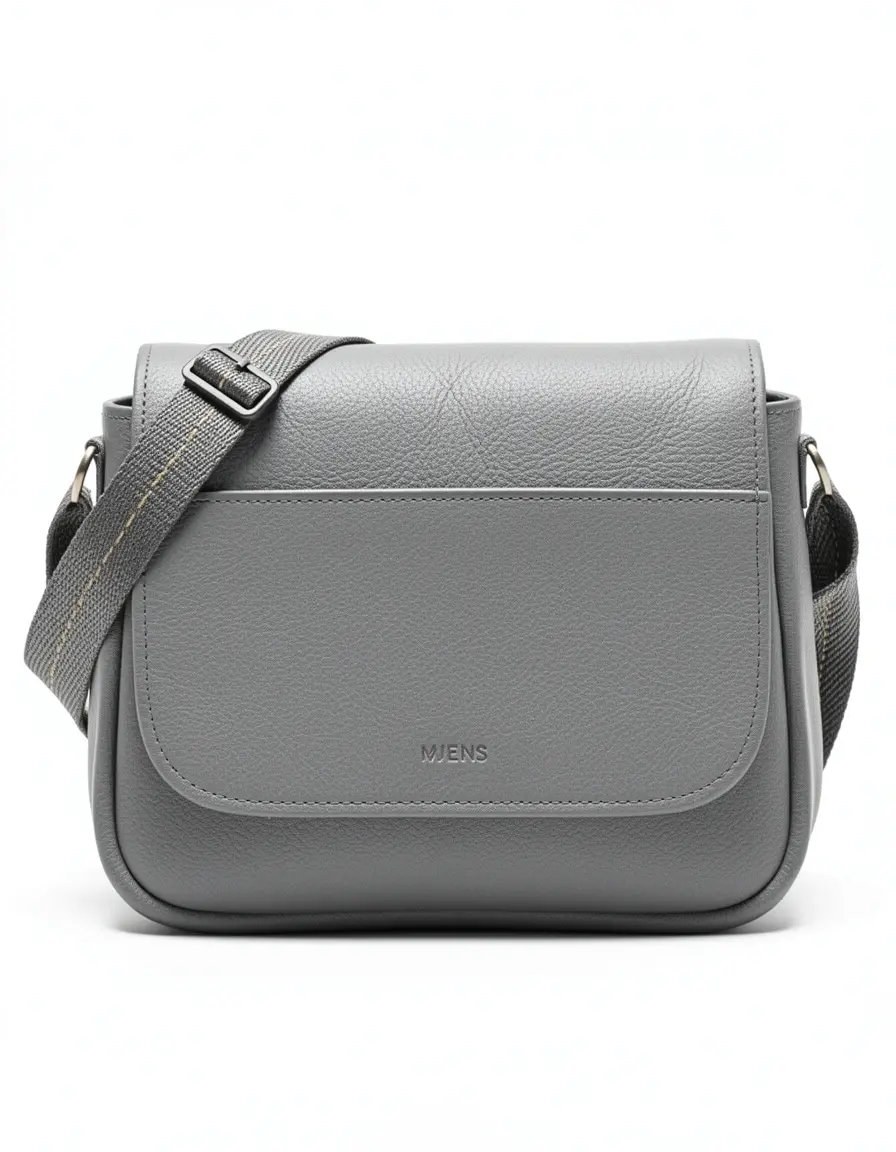 Graue Leder Messenger Pouch flach