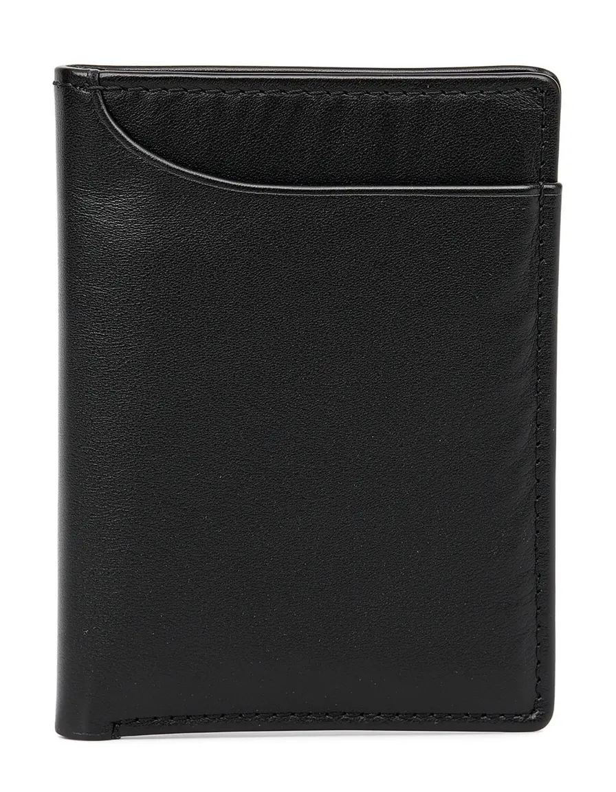 Minimalistischer Kartenhalter aus schwarzem Leder für Damen