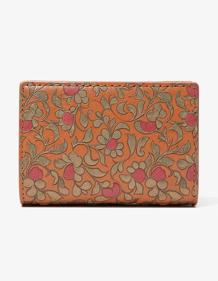 Florale Damen Geldbörse aus geprägtem Leder