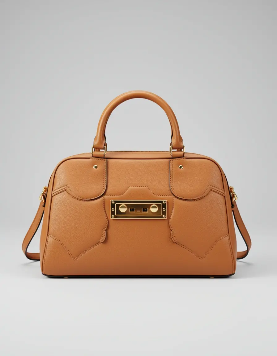 Luxuriöse Designer Handtasche Damen Leder Tan