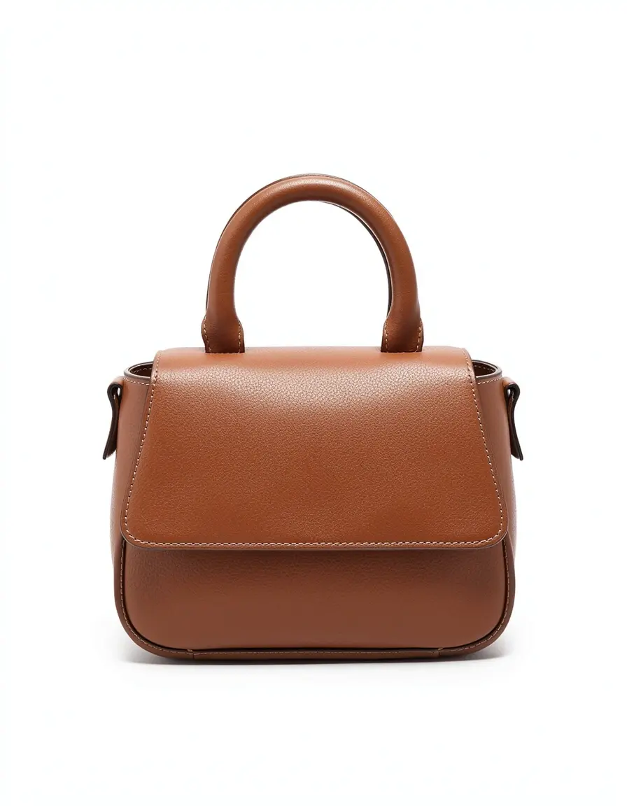 Kleine braune Handtasche Leder mit feiner Narbung