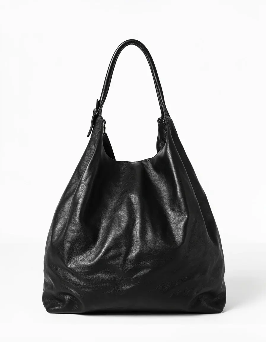 Große schwarze Lederhandtasche für Business und Alltag