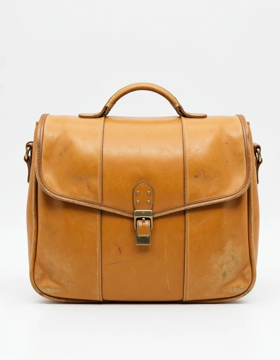 Vintage Handtasche Leder in hellem Braun mit Patina-Potenzial