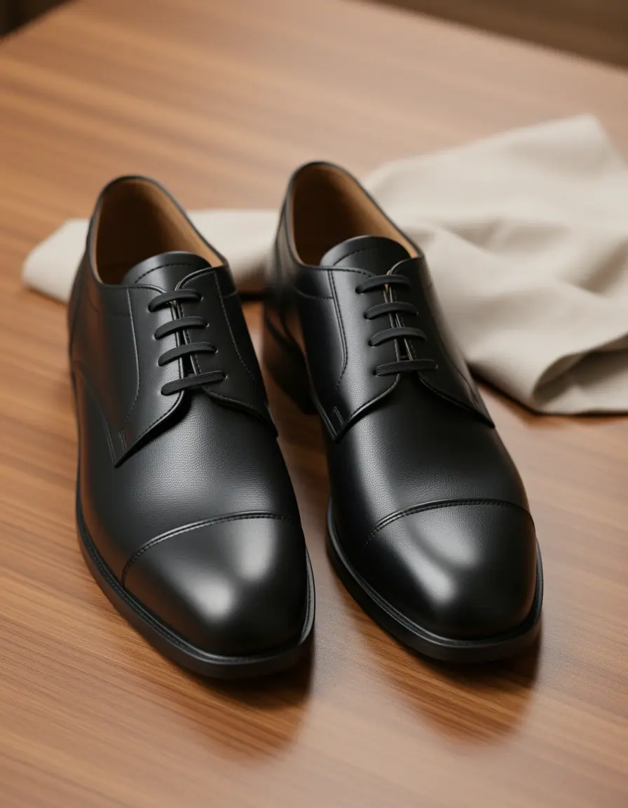 Schwarze PU Leder Schuhe, glänzend und elegant