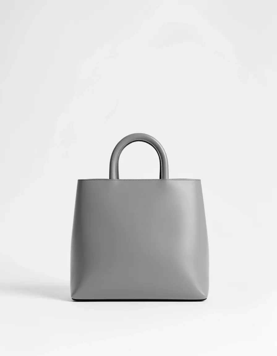 Minimalistische graue Lederhandtasche für moderne Looks