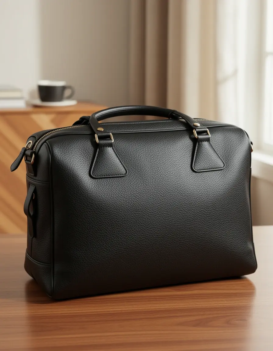 Schwarze funktionale Reise Lederhandtasche