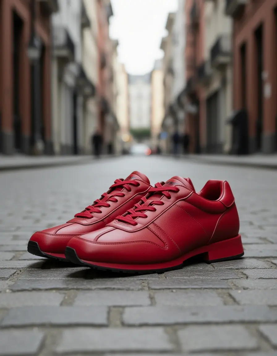 Rote sportliche Lederschuhe für Herren