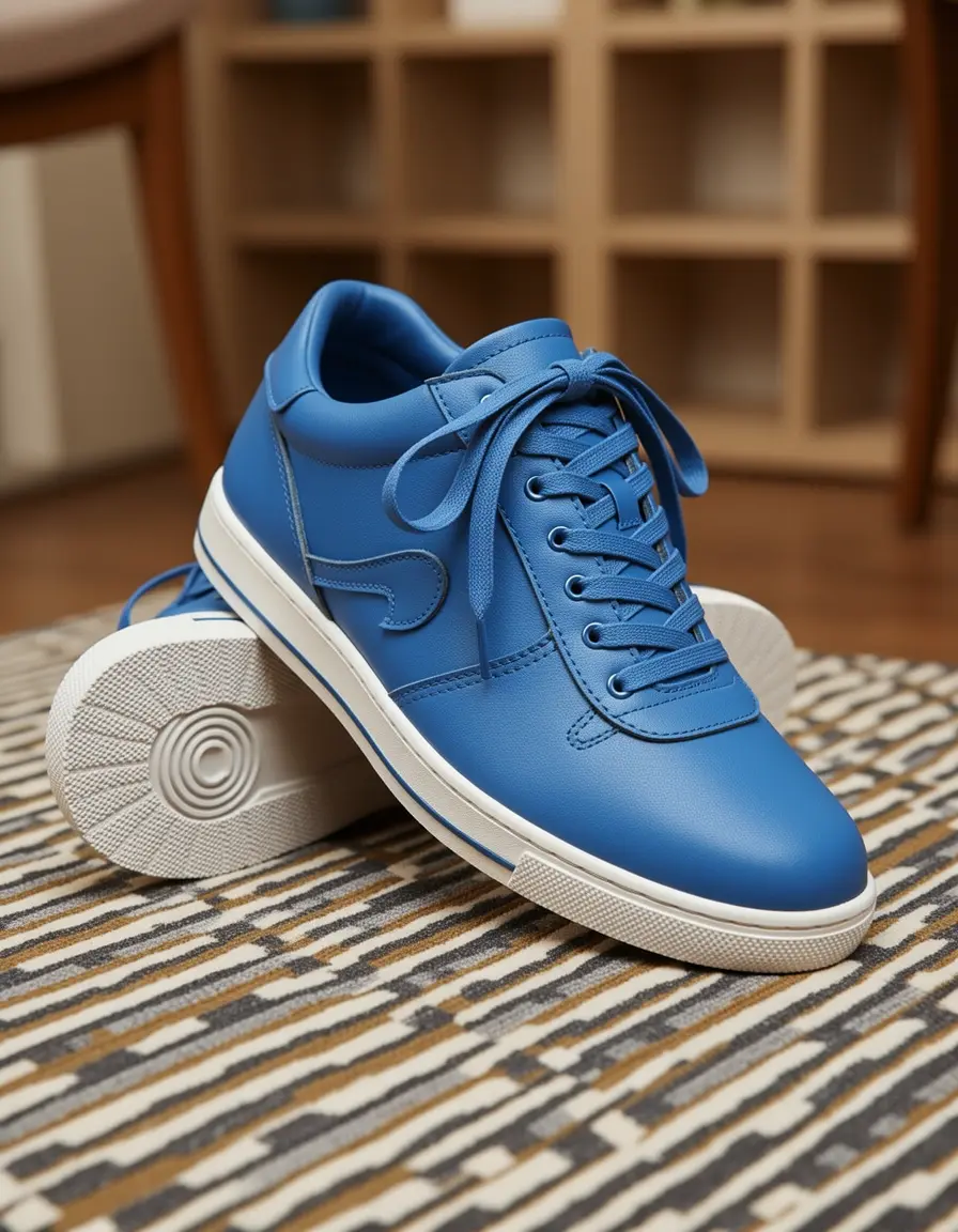 Blaue Retro Sneaker aus echtem Leder