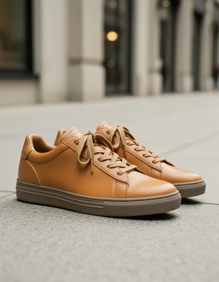 Bequeme hellbraune Leder Sneaker für den Alltag
