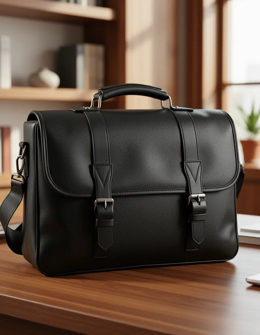 Schwarze Leder Reisetasche Messenger für Herren