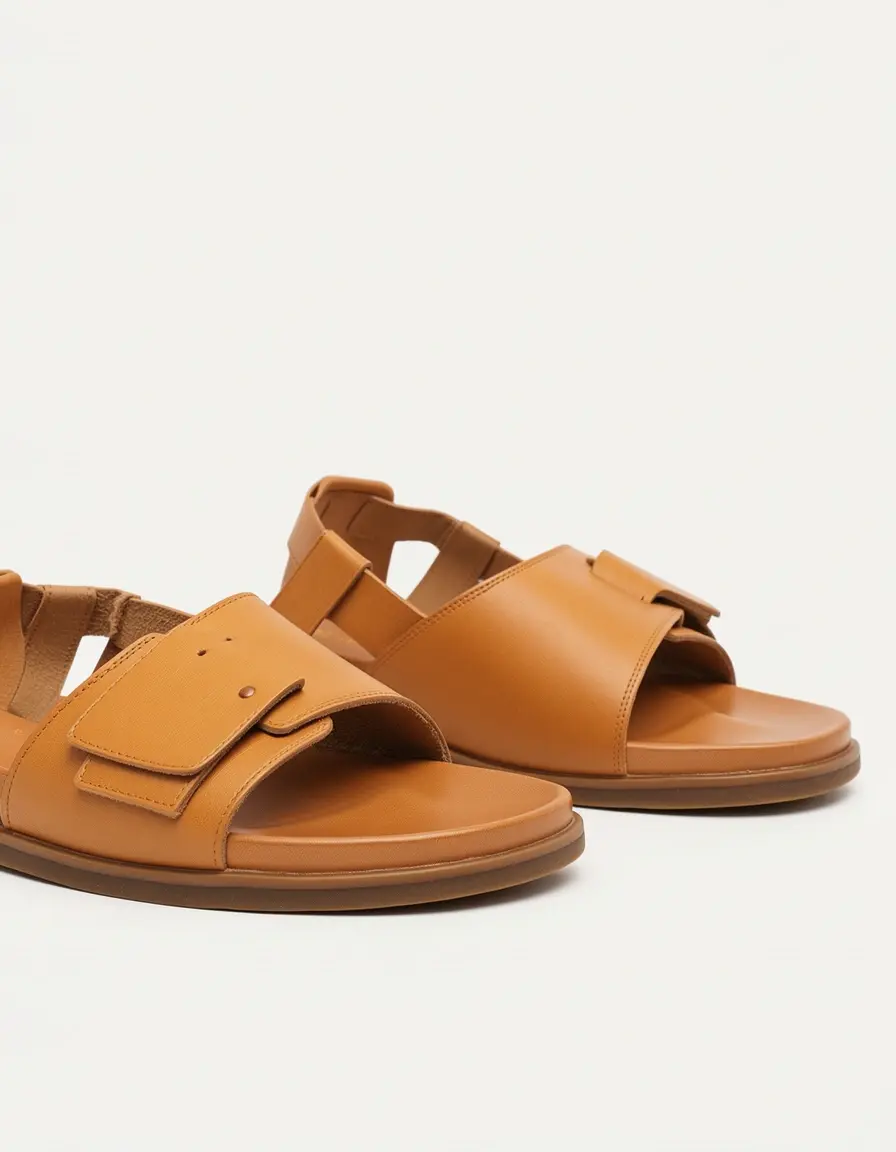 Tan farbene Leder Riemensandalen für Herren klassisch
