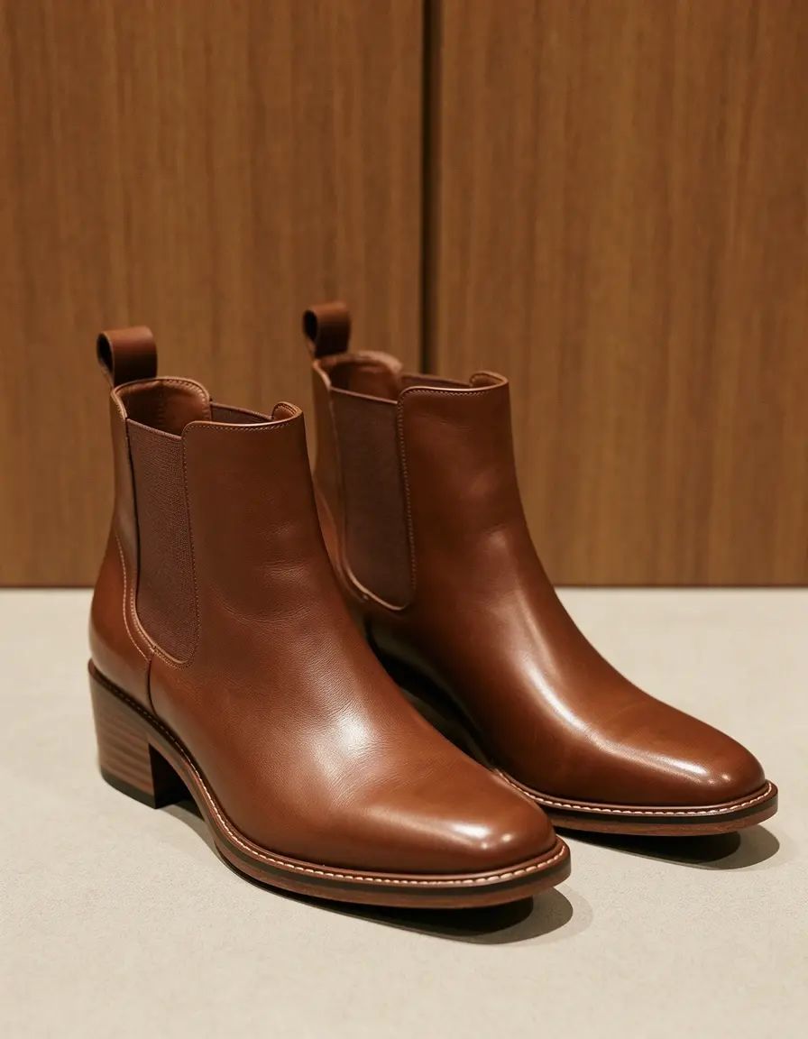 Braune herren stiefel leder Ankle Boots Detailansicht
