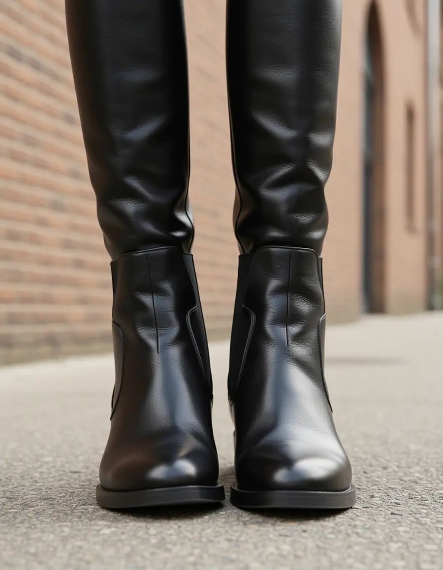 Schwarze Leder Chelsea Boots für Herren