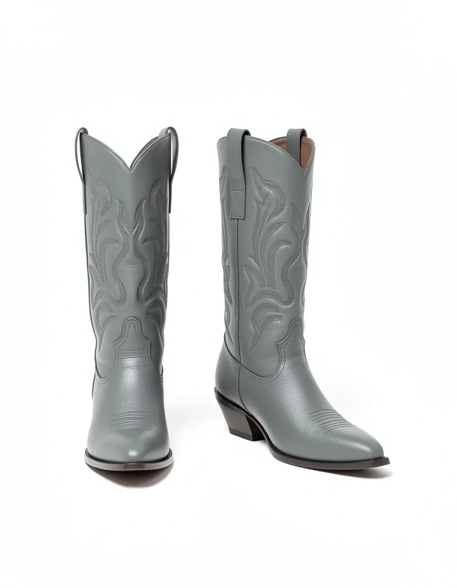 Graue herren stiefel leder Cowboy Boots