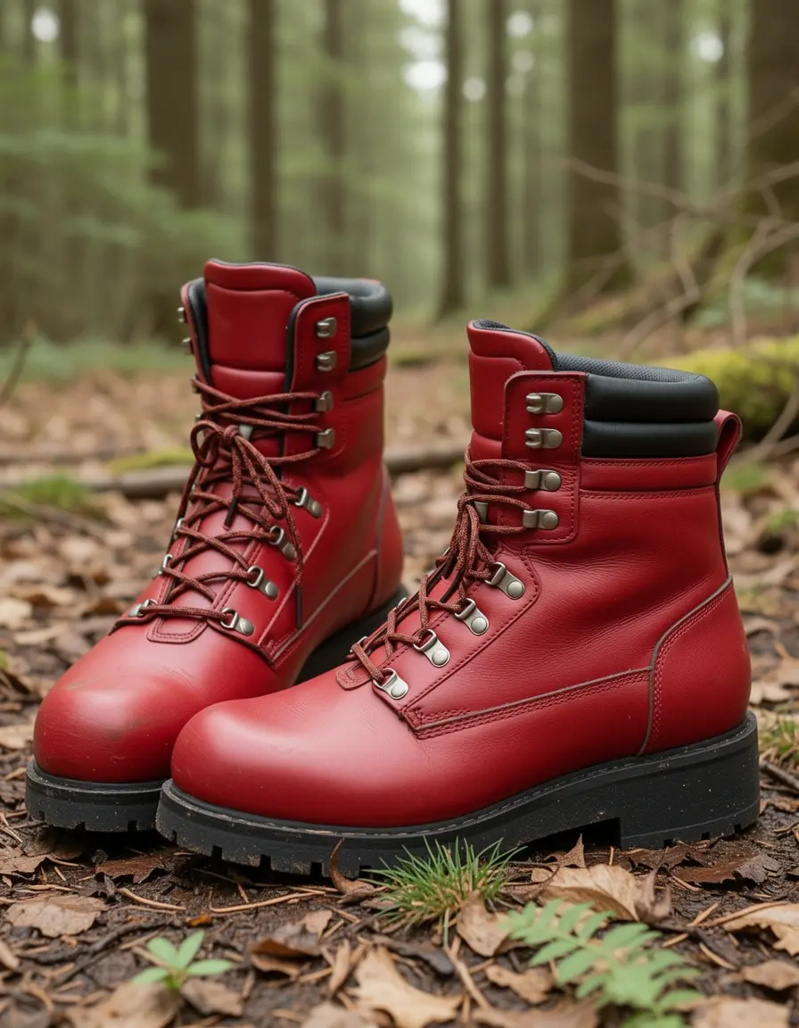 Rote herren stiefel leder Wanderschuhe