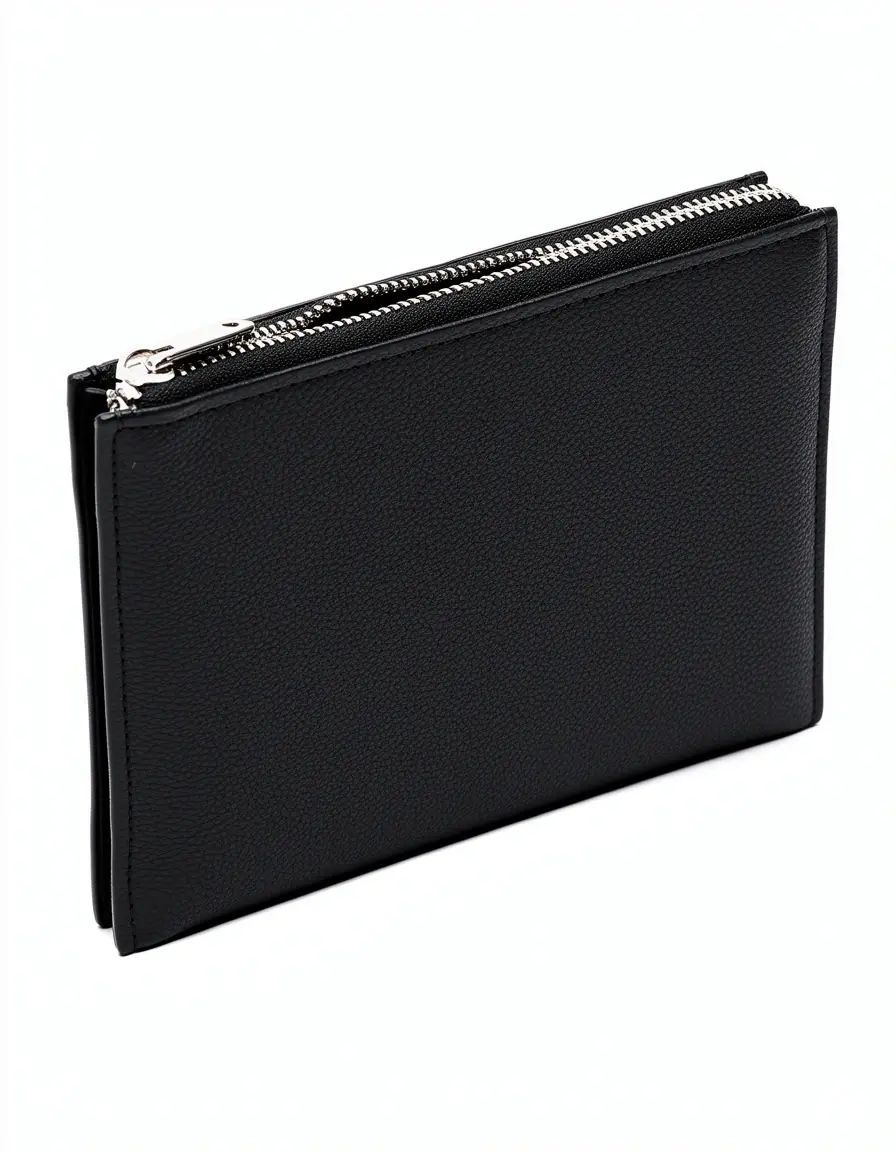 Schwarze Leder Zipper Bag Herren