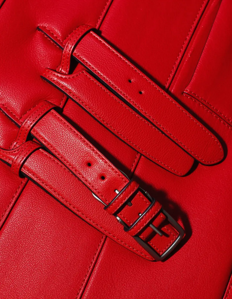 Rote Leder Monk Straps mit Schnallen