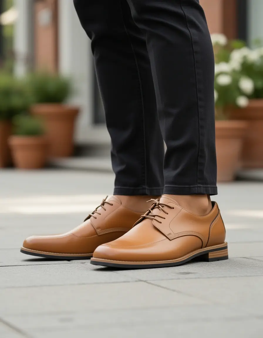 Bequeme braune Leder Freizeitschuhe