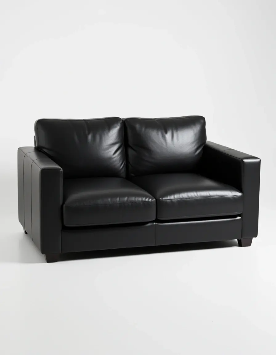 Eleganter schwarzer Leder Zweisitzer im minimalistischen Stil