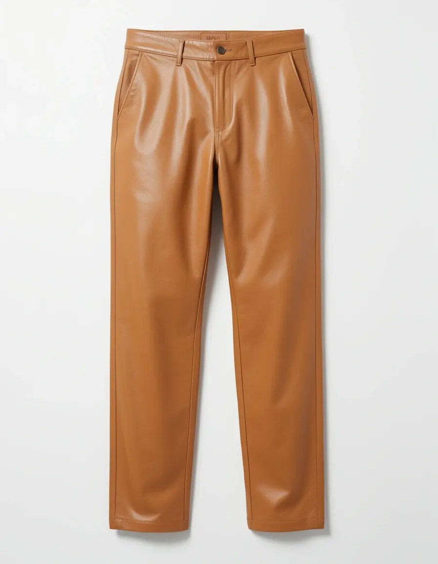 Beigefarbene Casual Lederhose