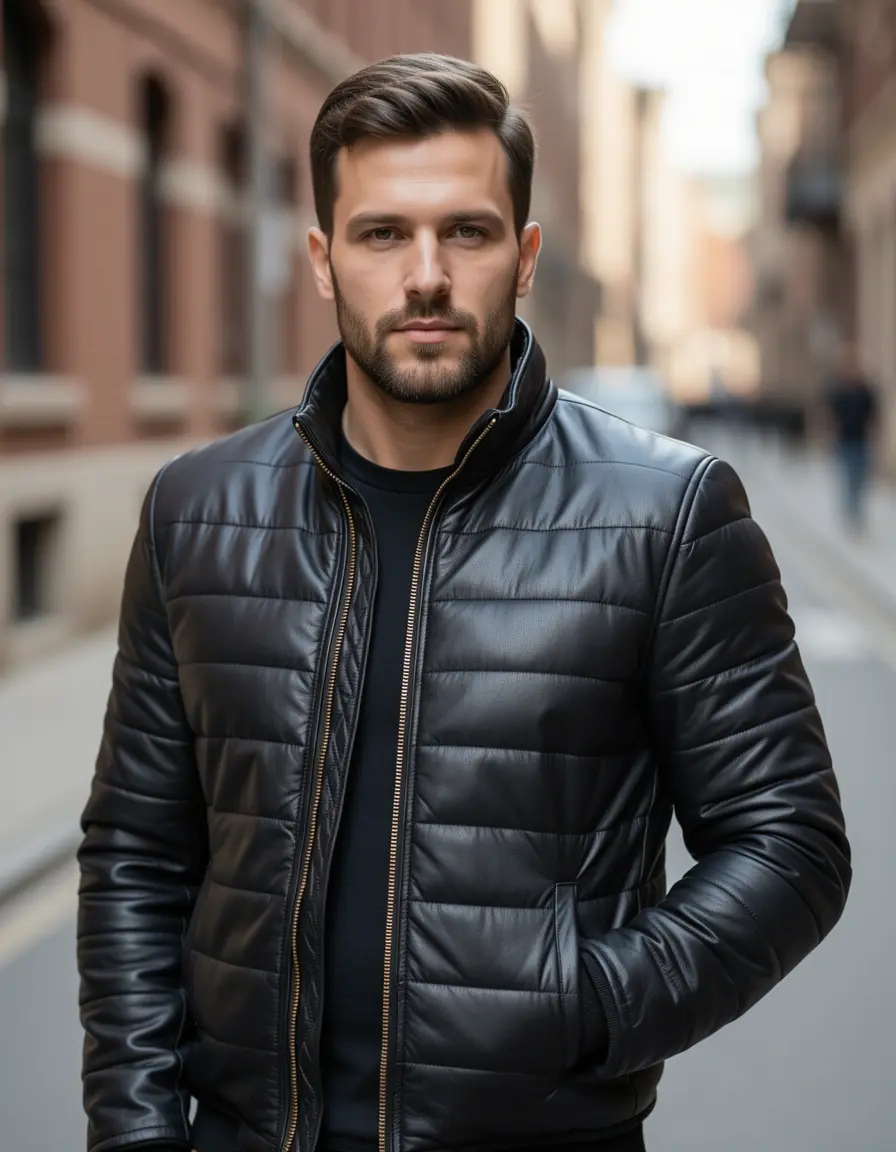 Gefütterte Herren Lederjacke für den Winter