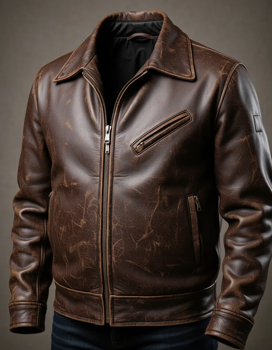 Vintage Herren Lederjacke mit Patina-Effekt