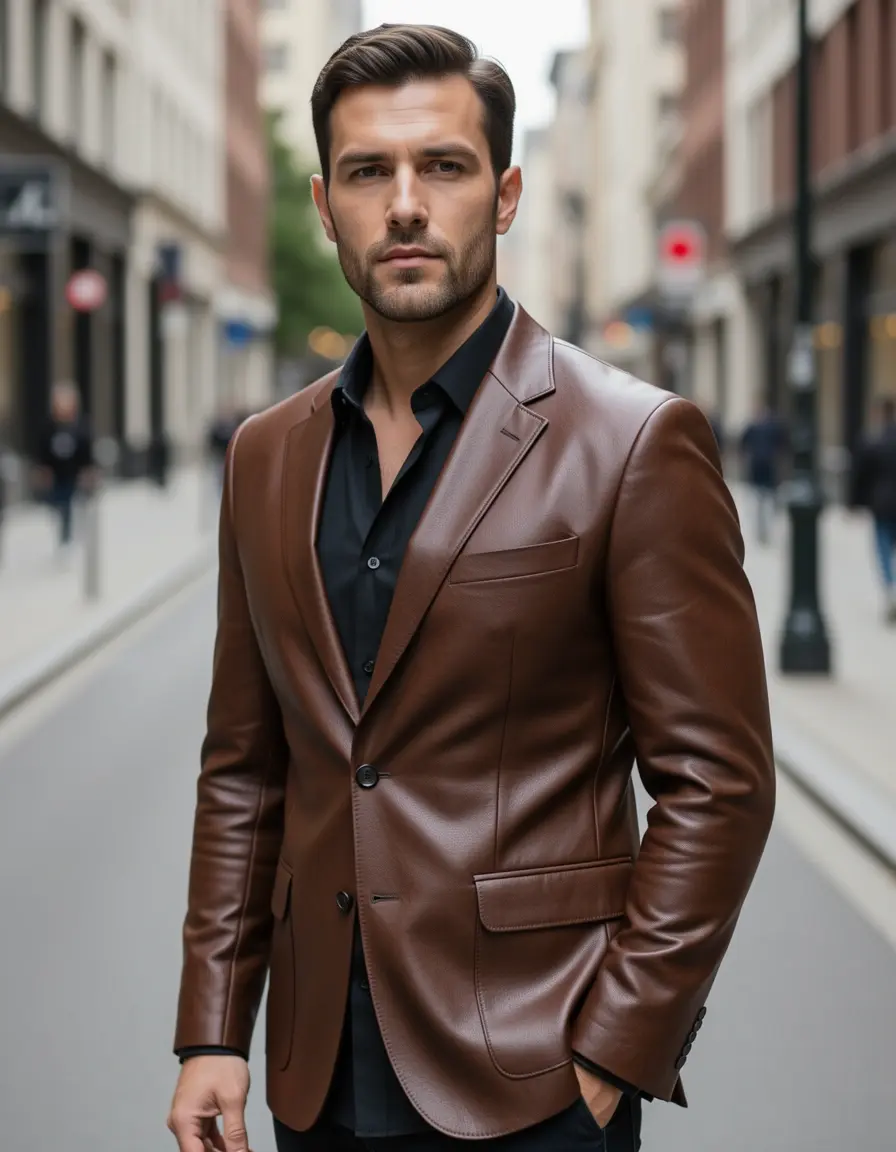 Eleganter Lederblazer für Herren