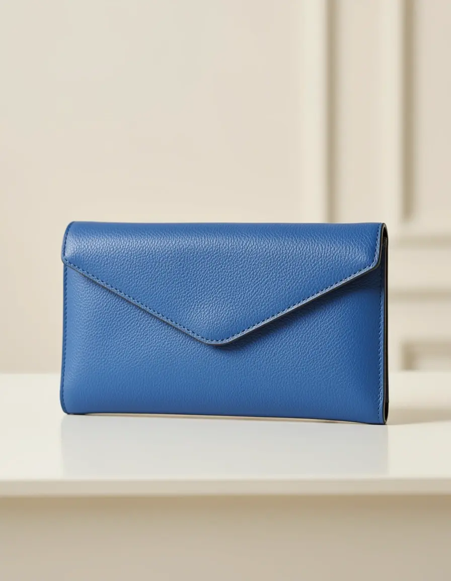 Elegantes blaues Leder Clutch Portemonnaie für Damen