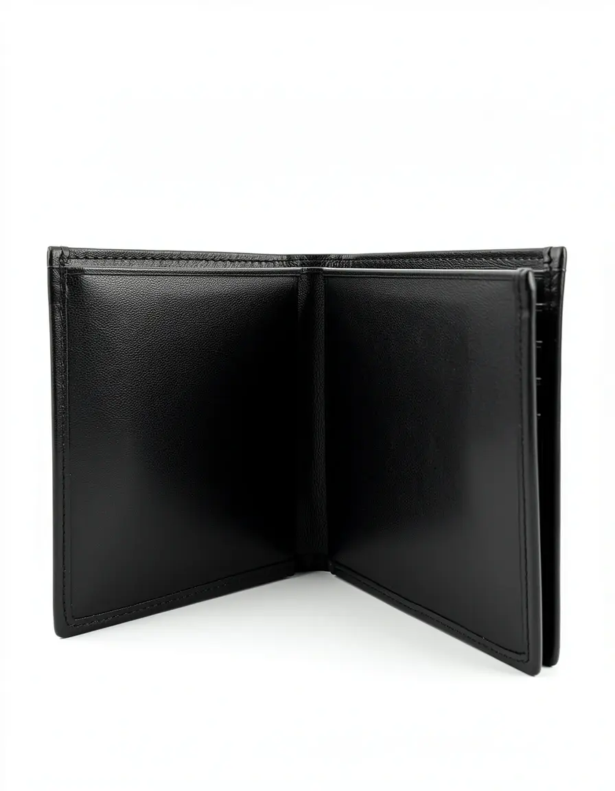 Schwarzes Leder Bifold Portemonnaie für Herren Innenansicht