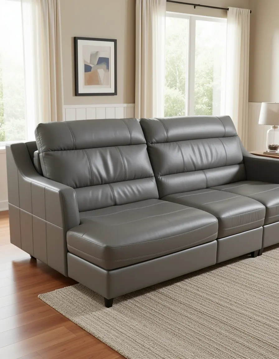 Graues Queen Size Leder Schlafsofa