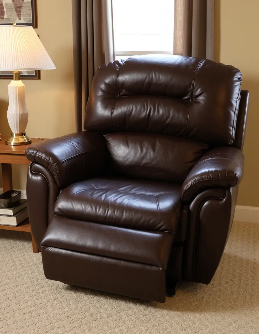 Dunkelbraunes Leder Relax-Schlafsofa